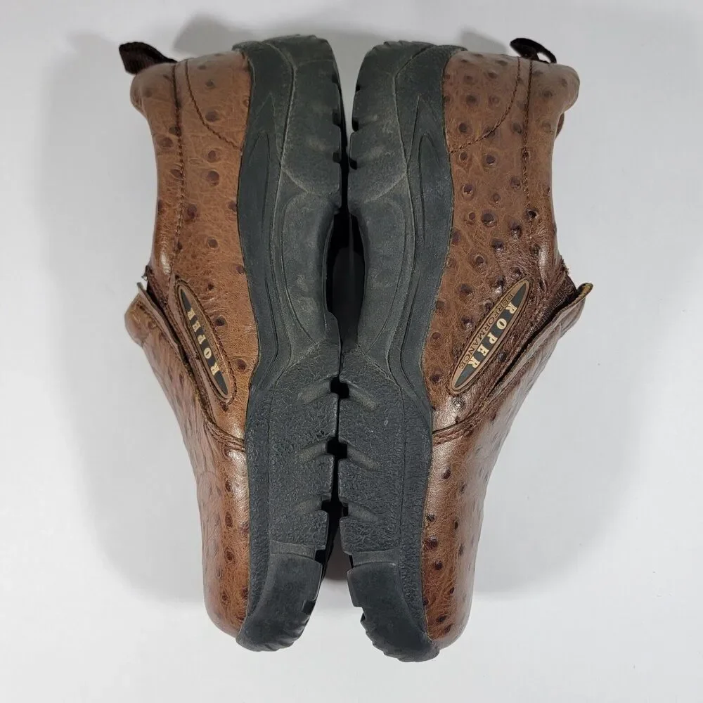 Roper Men's Size 8.5‎ Ostrich Print Leather Clog Slip On Shoes